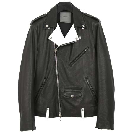 STRUM(ストラム) 白鞣し × 黒染め ディアスキン 2トーン JOEY ダブルライダースジャケット – BLACK × WHITE