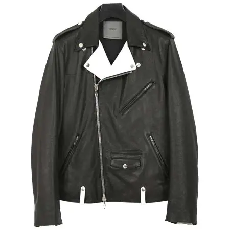 STRUM(ストラム) 白鞣し × 黒染め ディアスキン 2トーン JOEY ダブルライダースジャケット – BLACK × WHITE