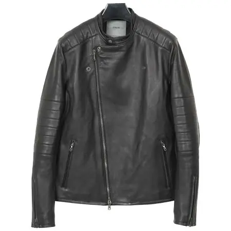 STRUM(ストラム) オイルカーフ RAW BURST セミダブルライダースジャケット – BLACK