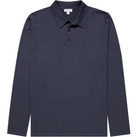 Sunspel(サンスペル) シーアイランド コットン ロングスリーブ ニット ポロシャツ