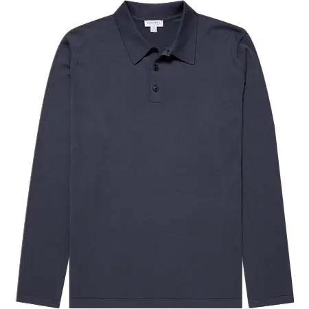 Sunspel(サンスペル) シーアイランド コットン ロングスリーブ ニット ポロシャツ