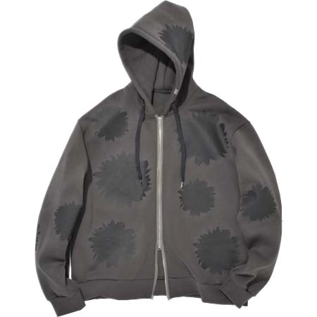 SuperThankS(スーパーサンクス) Flower sweat zip-hoodie – c.gray
