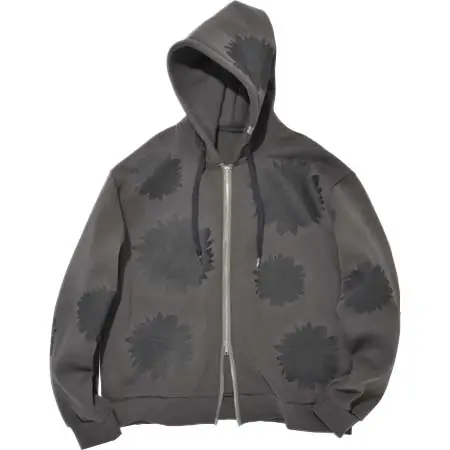 SuperThankS(スーパーサンクス) Flower sweat zip-hoodie – c.gray