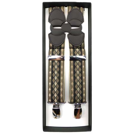 TANIWATARI(タニワタリ) 35㎜　Ｈ型サスペンダー ダイヤ柄（ベージ系）