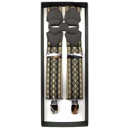 TANIWATARI(タニワタリ) 35㎜　Ｈ型サスペンダー ダイヤ柄（ベージ系）