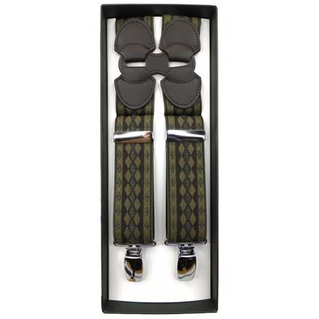 TANIWATARI(タニワタリ) 35㎜　Ｈ型サスペンダー ダイヤ柄（茶系）