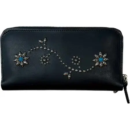TMT(ティーエムティー) INDIGO LEATHER STADS WALLET (LONG)