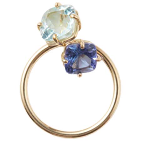 TOMOKO FURUSAWA JEWELRY(トモコフルサワジュエリー) “The Movement” K18YG, Aquamarine, Tanzanite Ring