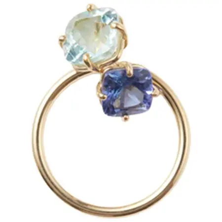 TOMOKO FURUSAWA JEWELRY(トモコフルサワジュエリー) “The Movement” K18YG, Aquamarine, Tanzanite Ring
