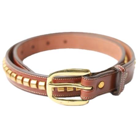 TORY LEATHER(トリーレザー) 1′ Bridle Leather Clincher Belt Featuring metal clinchers down the center