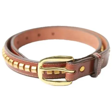 TORY LEATHER(トリーレザー) 1′ Bridle Leather Clincher Belt Featuring metal clinchers down the center