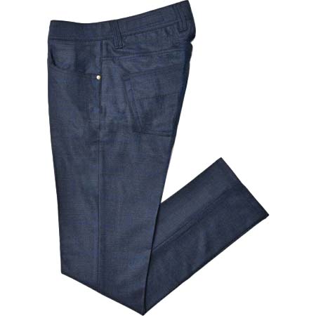 tramarossa(トラマロッサ) ブルーゴールド ミケランジェロジップ Loro Piana ストレッチウールサキソニーグレンチェックテーパードパンツ