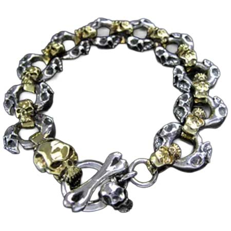 TRANSCORE(トランスコア) Round Skull & Skull Bracelet (feat.18K Y.Gold)