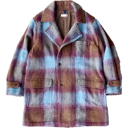 ts(s)(ティーエスエス) Large Plaid Wool Blend Shaggy Cloth / Off-Center Front Patch & Flap Pocket Coat