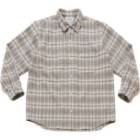 YAECA(ヤエカ) Natural Checkered Wool Shirt Wide