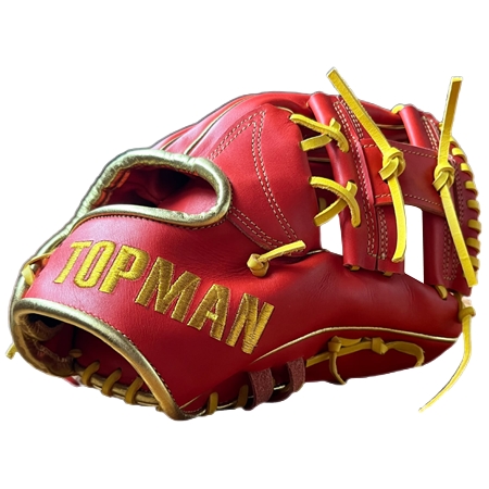 TOPMAN(トップマン) 野球 グローブ 軟式グラブ　赤オレンジ×ゴールド　内野手用(G4B456)　右投げ