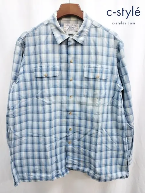 Polo by Ralph Lauren ポロラルフローレン 長袖シャツ L ブルー系 チェック柄 コットン100%