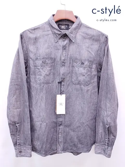 RRL ダブルアールエル デニムシャツ S ブラック系 HARVEST WS-LONG SLEEVE-SPORT SHIRT 綿100％