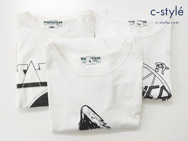 SASSAFRAS ササフラス Tシャツ M ホワイト 半袖 プリント 計3点