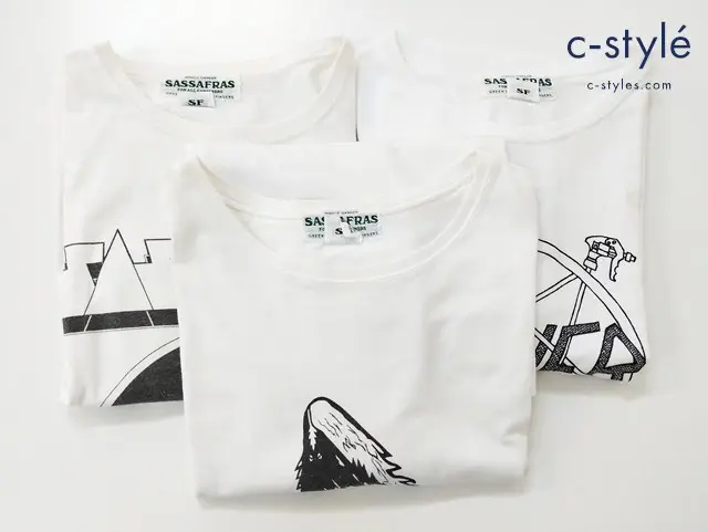 SASSAFRAS ササフラス Tシャツ M ホワイト 半袖 プリント 計3点