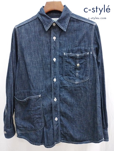 SASSAFRAS ササフラス デニムシャツジャケット S インディゴ ボタン