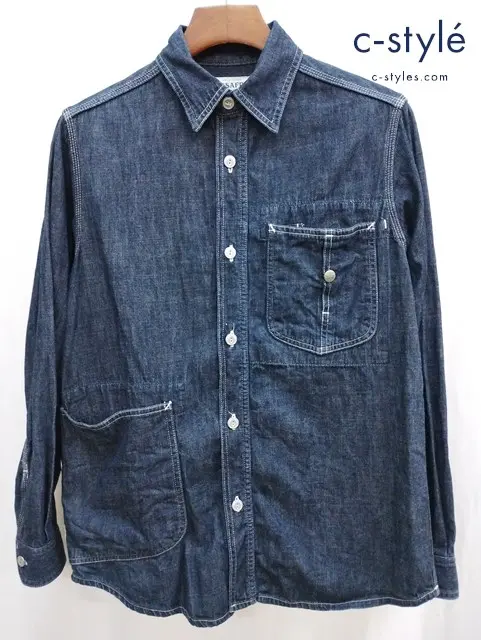 SASSAFRAS ササフラス デニムシャツジャケット S インディゴ ボタン