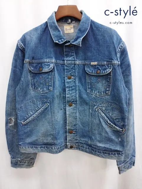 Wrangler ラングラー デニムジャケット 46 インディゴ 124MJ USA製 ダメージ加工