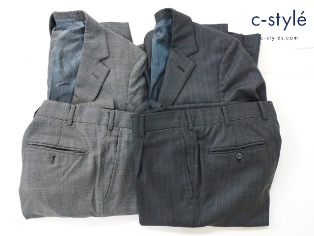 Belvest ベルベスト スーツ セットアップ 46 グレー ブラック チェック ストライプ イタリア製