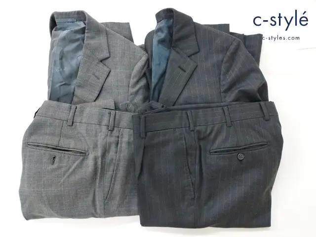 Belvest ベルベスト スーツ セットアップ 46 グレー ブラック チェック ストライプ イタリア製