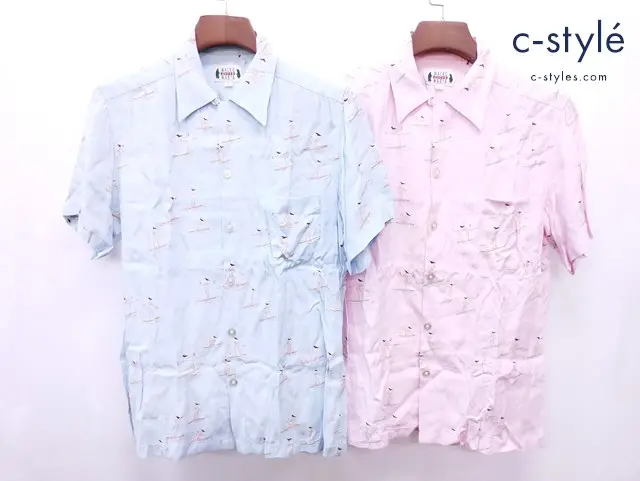 WACKO MARIA ワコマリア アロハシャツ L ピンク ブルー レーヨン100%