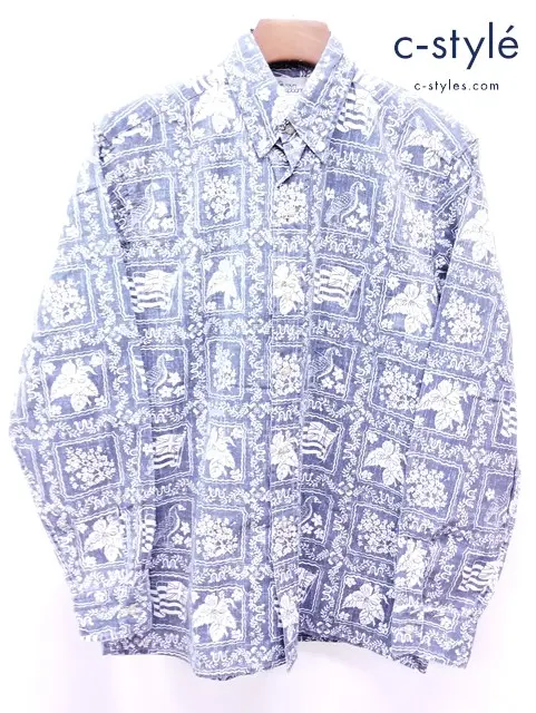 REYN SPOONER レインスプーナー アロハシャツ S ネイビー 38018 長袖