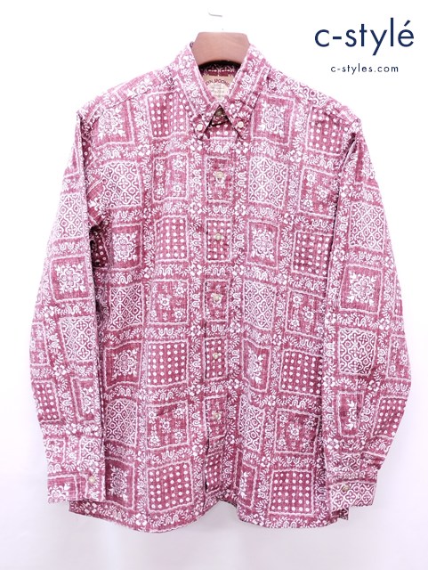REYN SPOONER レインスプーナー アロハシャツ M レッド系 50th ANNIVERSARY 長袖