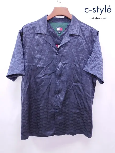 KITH×TOMMY HILFIGER キス×トミーヒルフィガー 半袖シャツ M ネイビー SATIN CAMP SHIRT 6800369272