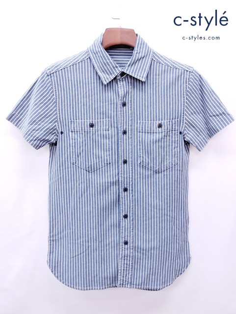 RRL ダブルアールエル ストライプシャツ XS インディゴ 半袖 462572