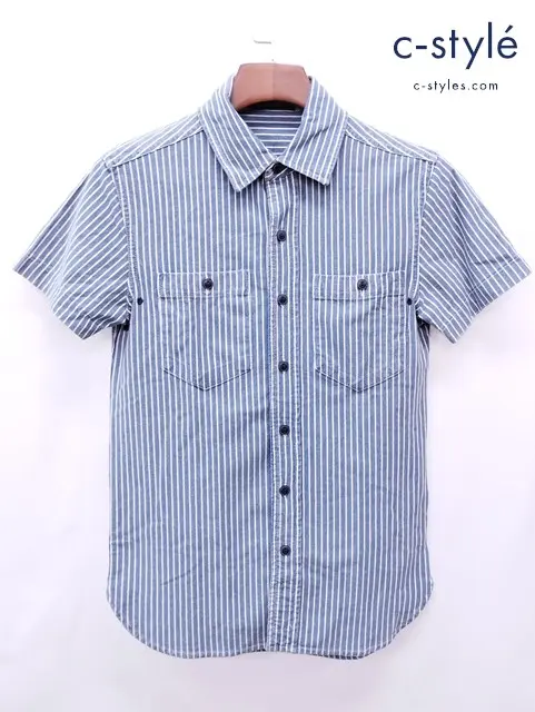 RRL ダブルアールエル ストライプシャツ XS インディゴ 半袖 462572