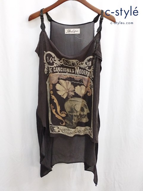 SHARE SPIRIT シェアスピリットキャミソール 36 チャコールグレー系×ブラック KS1227 レディース