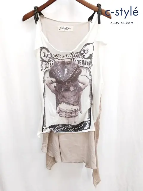 SHARE SPIRIT シェアスピリットキャミソール 36 ホワイト×ベージュ系 KS1227 レディース