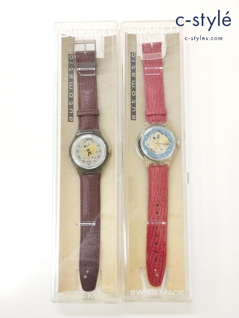 Swatch 腕時計 クリア×レッド クリアブラック×ワインレッド SAK101 SAM100 自動巻き