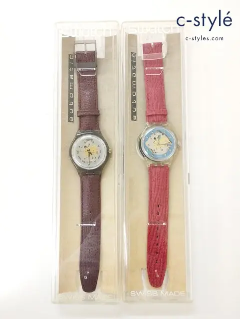 Swatch 腕時計 クリア×レッド クリアブラック×ワインレッド SAK101 SAM100 自動巻き
