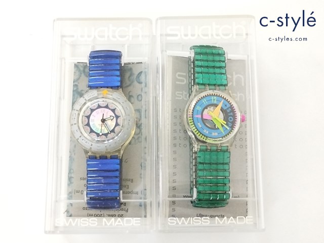 Swatch スウォッチ 腕時計 クリア×ブルー クリア×グリーン SCUBA200 SSK106 VITESSE クォーツ