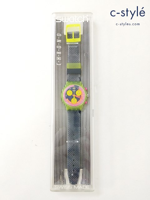 Swatch スウォッチ 腕時計 クリアイエロー×ネイビー SCJ101 クロノグラフ クォーツ