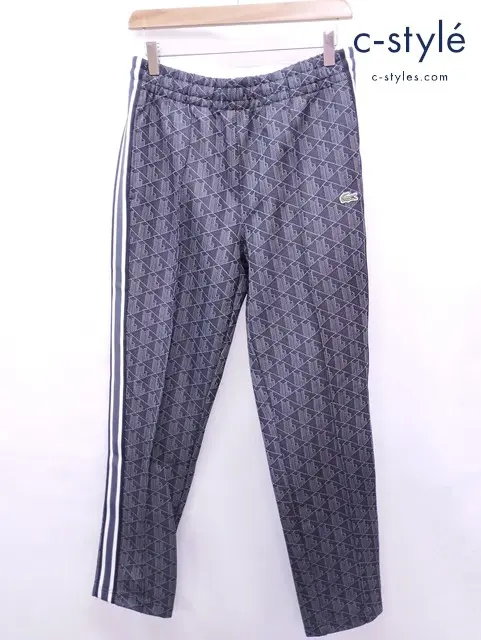 LACOSTE ラコステ サイドテーピングモノグラムジャカードトラックパンツ US・XS ブラック XH1440-10